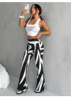 Kadın Yüksek Bel Zebra Desenli Dalgıç Tayt