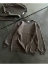 Kışlık Bisiklet Yaka Üç İplik Basic SweatShirt - Füme