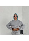 Kışlık Bisiklet Yaka Üç İplik Basic SweatShirt - Gri