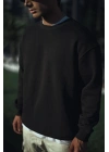Kışlık Bisiklet Yaka Üç İplik Basic SweatShirt - Siyah