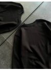 Kışlık Bisiklet Yaka Üç İplik Basic SweatShirt - Siyah