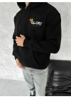Kışlık Üç İplik Kapşonlu SweatShirt - Siyah