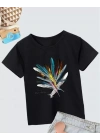 Kız Çocuk Baskılı T-Shirt- Siyah