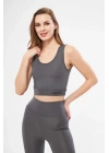 Kolsuz Dalgiç Baskılı Crop - Füme