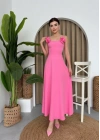 Matilda Gül İp Askılı Elbise