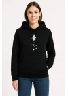 Nihilist Penguen Temalı Oversize Kapüşonlu Sweatshirt - Siyah