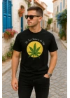 Ön Ve Arka Baskılı Oversize Bisiklet Yaka T-shirt- Siyah
