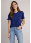 Osy Modal Yumuşak Dokulu Kumaş Bisiklet Yaka T-shirt - Lacivert
