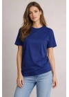 Osy Modal Yumuşak Dokulu Kumaş Bisiklet Yaka T-shirt - Lacivert