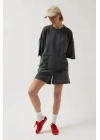Oversize Lazer Kesim Bisiklet Yaka T-Shirt