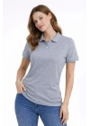 Pike Kumaş Düğmeli Yaka Regular Rahat Günlük Kısa Kol Tişört T-shirt - Gri