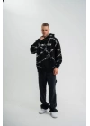POLIZEI Premium Kalite Kapşonlu Varak Ve Pano Baskılı SweatShirt - Siyah