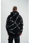 POLIZEI Premium Kalite Kapşonlu Varak Ve Pano Baskılı SweatShirt - Siyah