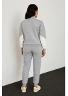 Premium Parçalı Eşofman Takım - Dik Yaka Fermuarlı Sweatshirt - Gri
