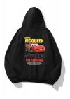 Sevgililer Günü Araba Baskılı Oversize Kapüşonlu Sweatshirt Hoodie - Siyah