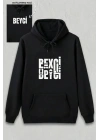 Sevgililer Günü Beyci Hediye Baskılı Oversize Kapüşonlu Sweatshirt - Siyah