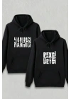 Sevgililer Günü Beyci Hediye Baskılı Oversize Kapüşonlu Sweatshirt - Siyah