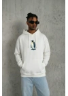 Siyah Oversize Hoodie - Sırt Baskılı Survivor Penguin Temalı, Felsefi Yazılı Kapüşonlu Sweatshirt - Beyaz