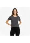 T-Shirt Bisiklet Yaka Slim Fit Likralı Tişört Günlük Basic Body - Füme