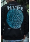Üç İplik Bisiklet Yaka Baskılı SweatShirt - Siyah