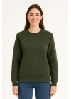 Üç İplik Düz Bisiklet Yaka SweatShirt - Haki