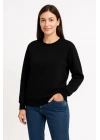 Üç İplik Düz Bisiklet Yaka SweatShirt  - Siyah