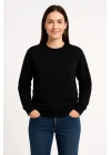 Üç İplik Düz Bisiklet Yaka SweatShirt  - Siyah