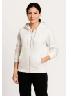Üç İplik Kapüşonlu Tam Fermuarlı Kanguru Çepli SweatShirt Hoodie - Beyaz