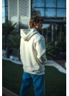 Üç İplik Penye Kapşonlu Basic SweatShirt - Beyaz
