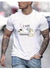 Unisex Baskılı Oversize T-Shirt - Beyaz