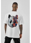 Unisex Baskılı Oversize T-Shirt - Beyaz