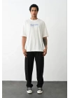 Unisex Baskılı Oversize T-Shirt - Beyaz