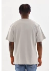 Unisex Baskılı Oversize T-Shirt - Gri
