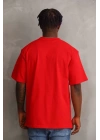 Unisex Baskılı Oversize T-Shirt - Kırmızı