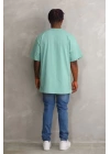 Unisex Baskılı Oversize T-Shirt - Mint Yeşili