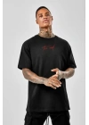 Unisex Baskılı Oversize T-Shirt - Siyah