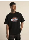 Unisex Baskılı Oversize T-Shirt - Siyah