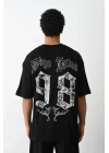 Unisex Baskılı Oversize T-Shirt - Siyah