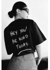 Unisex Baskılı Oversize T-Shirt - Siyah