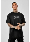 Unisex Baskılı Oversize T-Shirt - Siyah