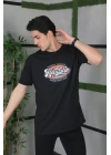 Unisex Baskılı Oversize T-Shirt - Siyah