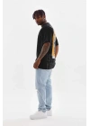 Unisex Baskılı Oversize T-Shirt - Siyah