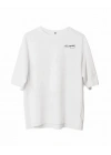 Unisex Bisiklet Yaka Baskılı Oversize T-Shirt - Beyaz