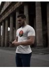 Unisex Bisiklet Yaka Baskılı Oversize T-Shirt - Beyaz