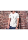Unisex Bisiklet Yaka Baskılı Oversize T-Shirt - Beyaz