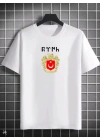 Unisex Bisiklet Yaka Baskılı Oversize T-Shirt - Beyaz