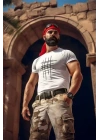 Unisex Bisiklet Yaka Baskılı Oversize T-Shirt - Beyaz