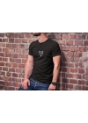 Unisex Bisiklet Yaka Baskılı Oversize T-Shirt - Siyah