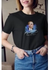Unisex Bisiklet Yaka Baskılı Oversize T-Shirt - Siyah