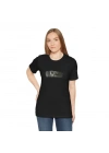 Unisex Bisiklet Yaka Baskılı T-Shirt - Siyah